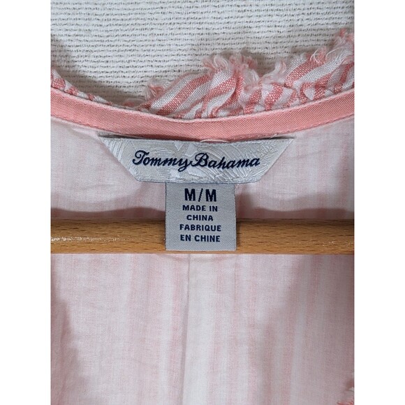 Tommy Bahama Dress Linen Mini Cabana Pink Striped Fringe Shift Women's Size Med - Picture 3 of 10